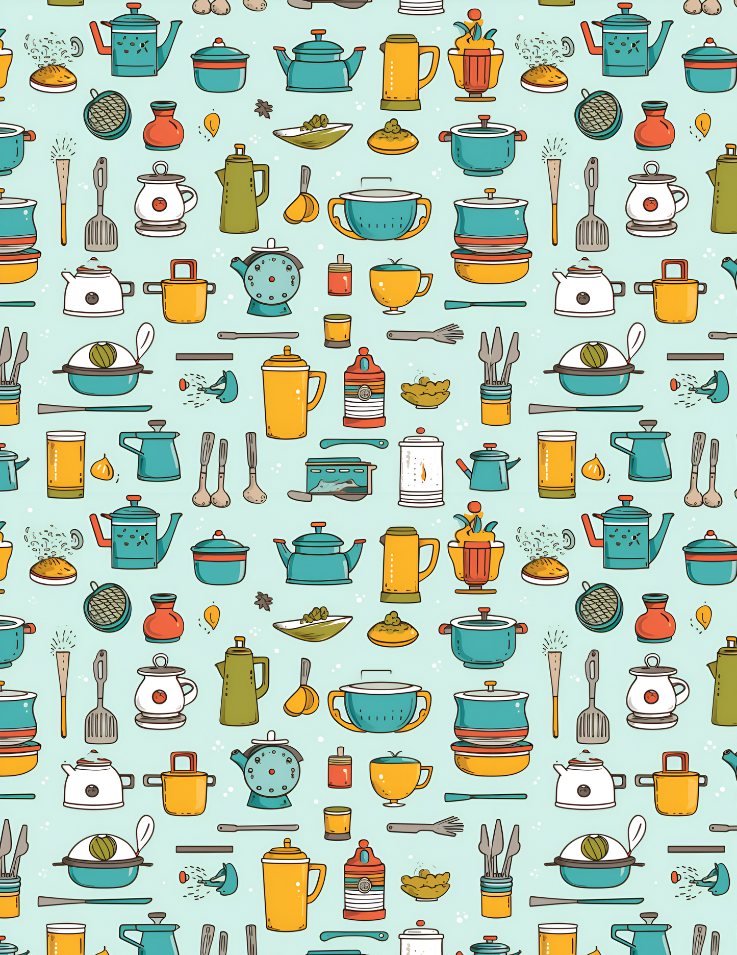 PCC VK105 BLUE/YELLOW VINTAGE KITCHEN Transfer Paper | POLYMER CLAY