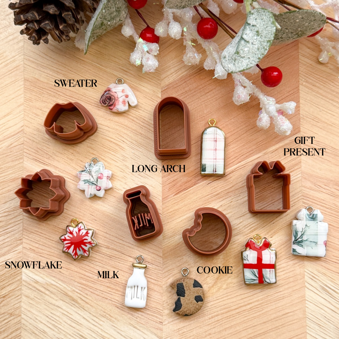 THE WINTER HOLIDAY CHARM BAR | CLAY CUTTERS | NECKLACE BRACELET CHARM POLYMER CLAY CUTTERS