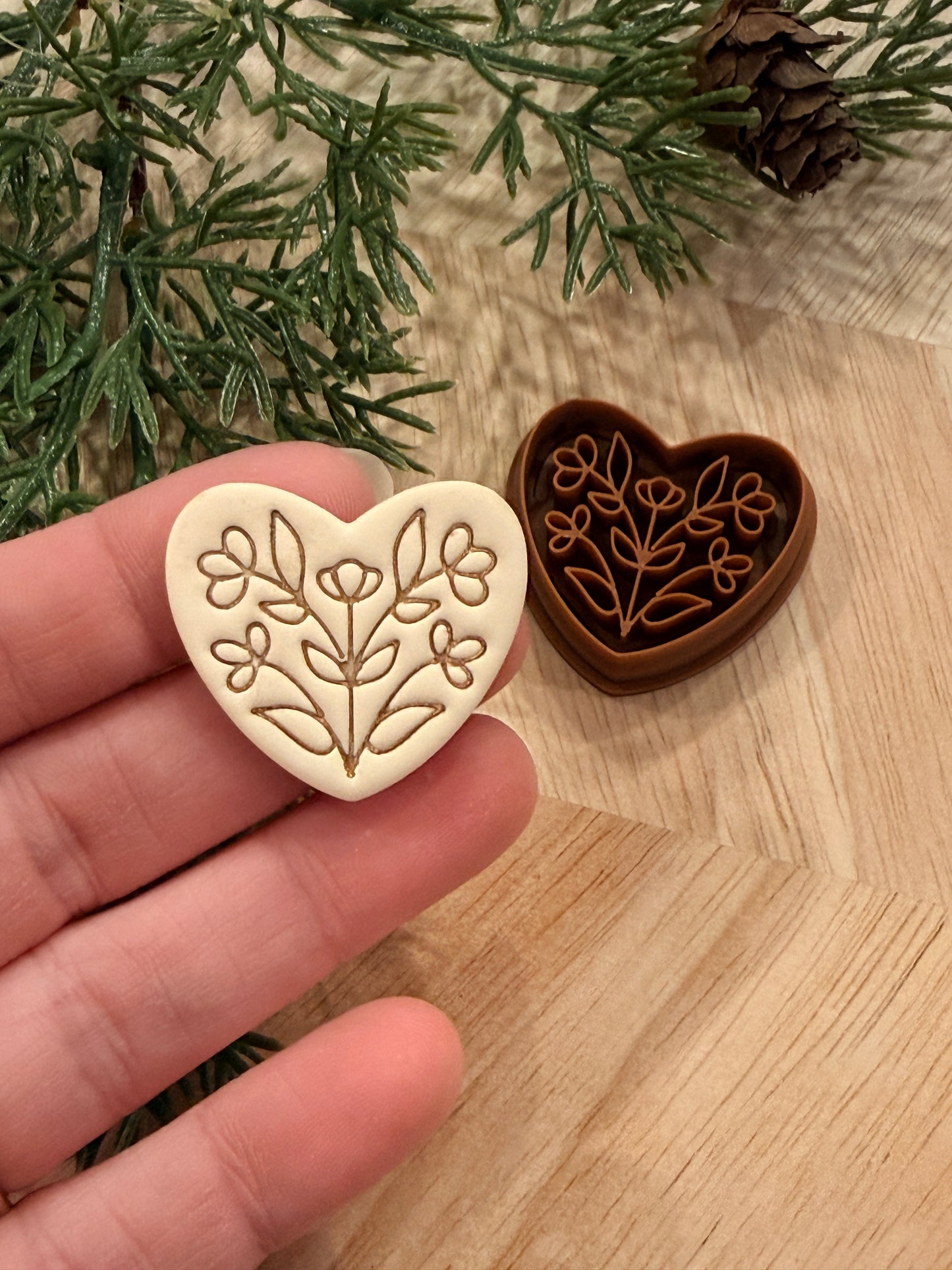 FOLK FLOWER HEART CLAY CUTTER | VALENTINES HOLIDAY | POLYMER CLAY CUTTER