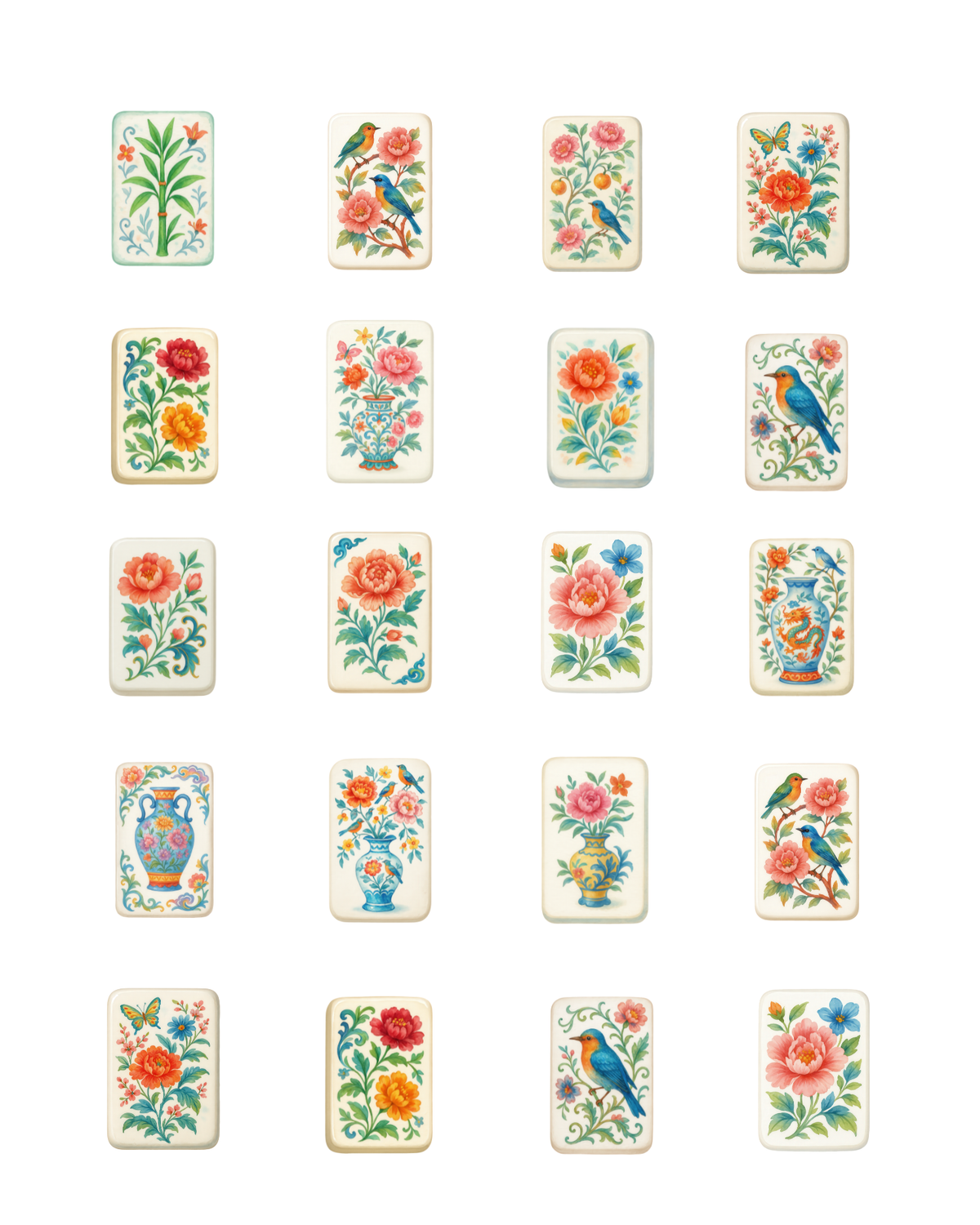 PCC 2190 MAHJONG FOLKART TILES Transfer Paper | THE CHARM BAR