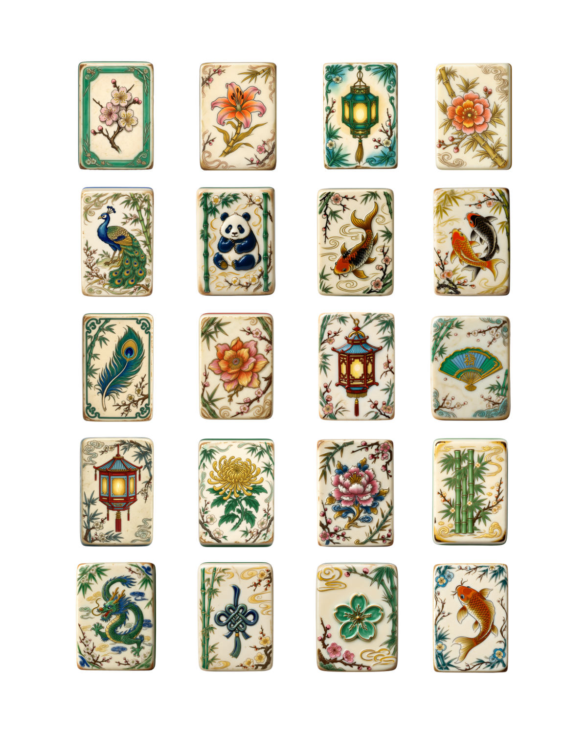 PCC 2191 MAHJONG CHARM TILES Transfer Paper | THE CHARM BAR