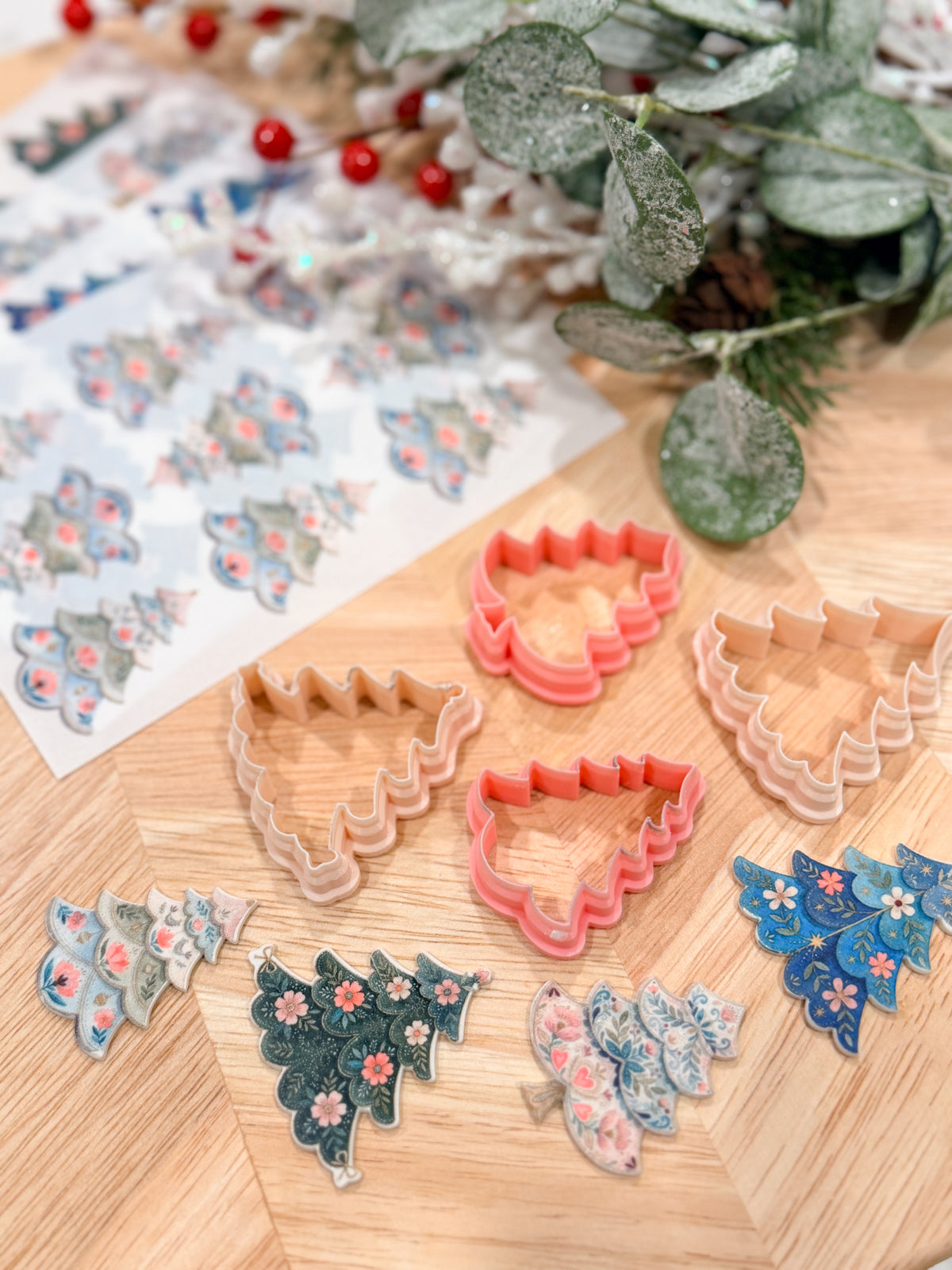 CHRISTMAS TREE EARRING TRANSFER PAPER CUTTER BUNDLE | CLAY CUTTER & TRANSFER PAPER FOR POLYMER CLAY