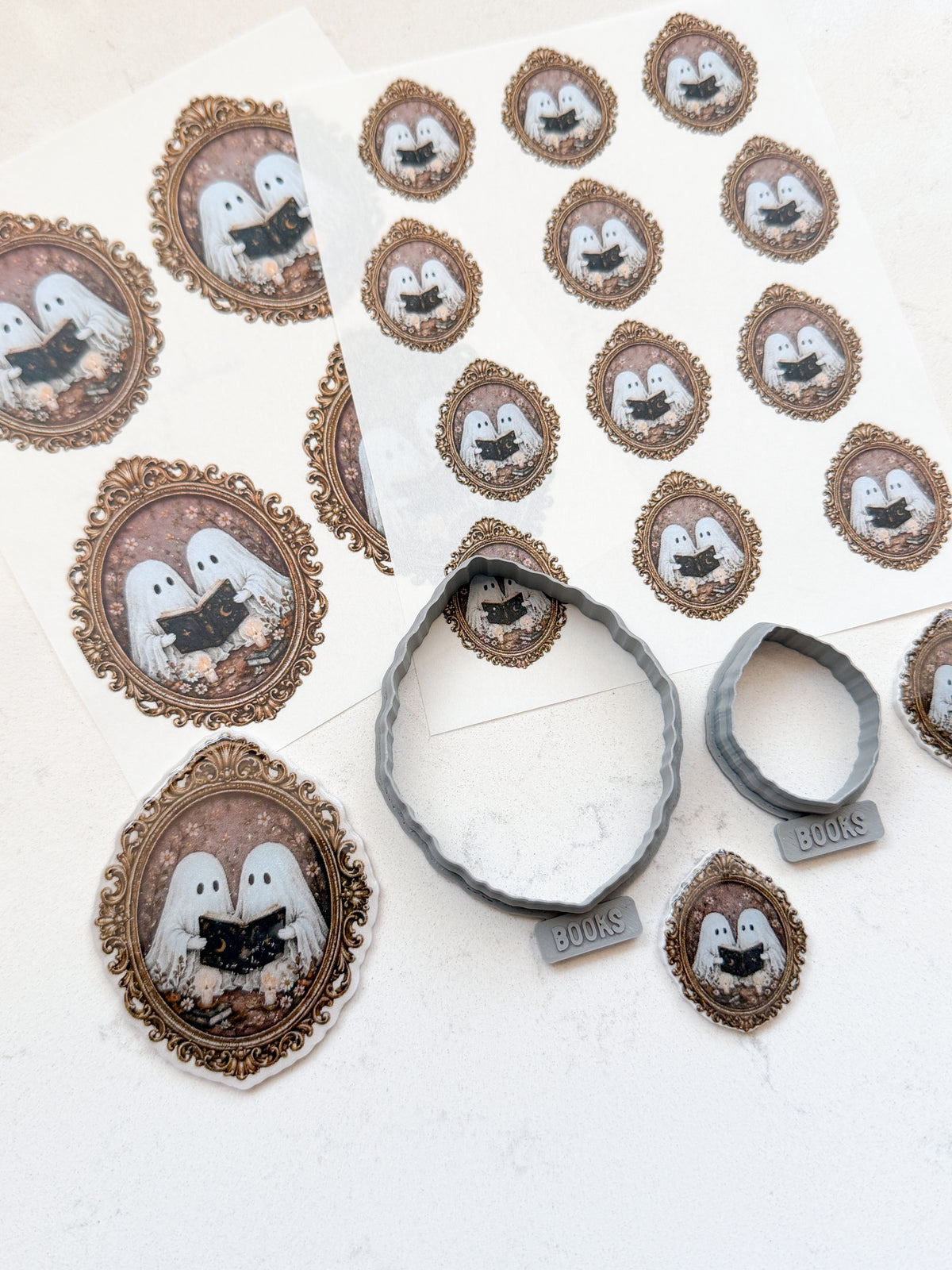 009 HAUNTED BOOKS EARRING & MAGNET TRANSFER PAPER CUTTER BUNDLE | TRANSFER PAPER FOR POLYMER CLAY