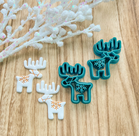 Folk Reindeer Snowflake Clay Cutters | Reindeer | Snowflakes