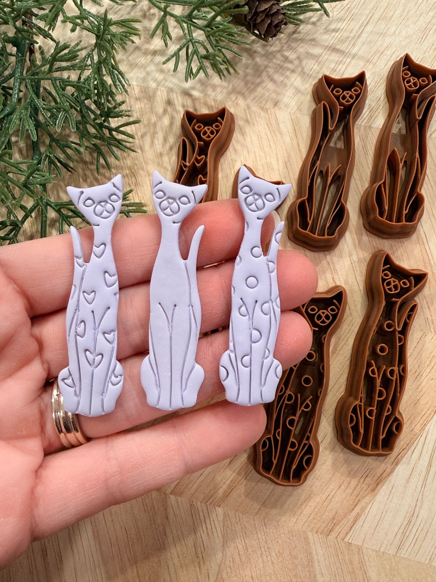 VINTAGE TALL CAT CLAY CUTTERS | VALENTINES HOLIDAY | POLYMER CLAY CUTTER