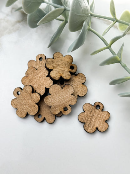 LARGE FLOWER WOOD STUD FRONT, CONNECTOR, CHARM PACK | 10PC