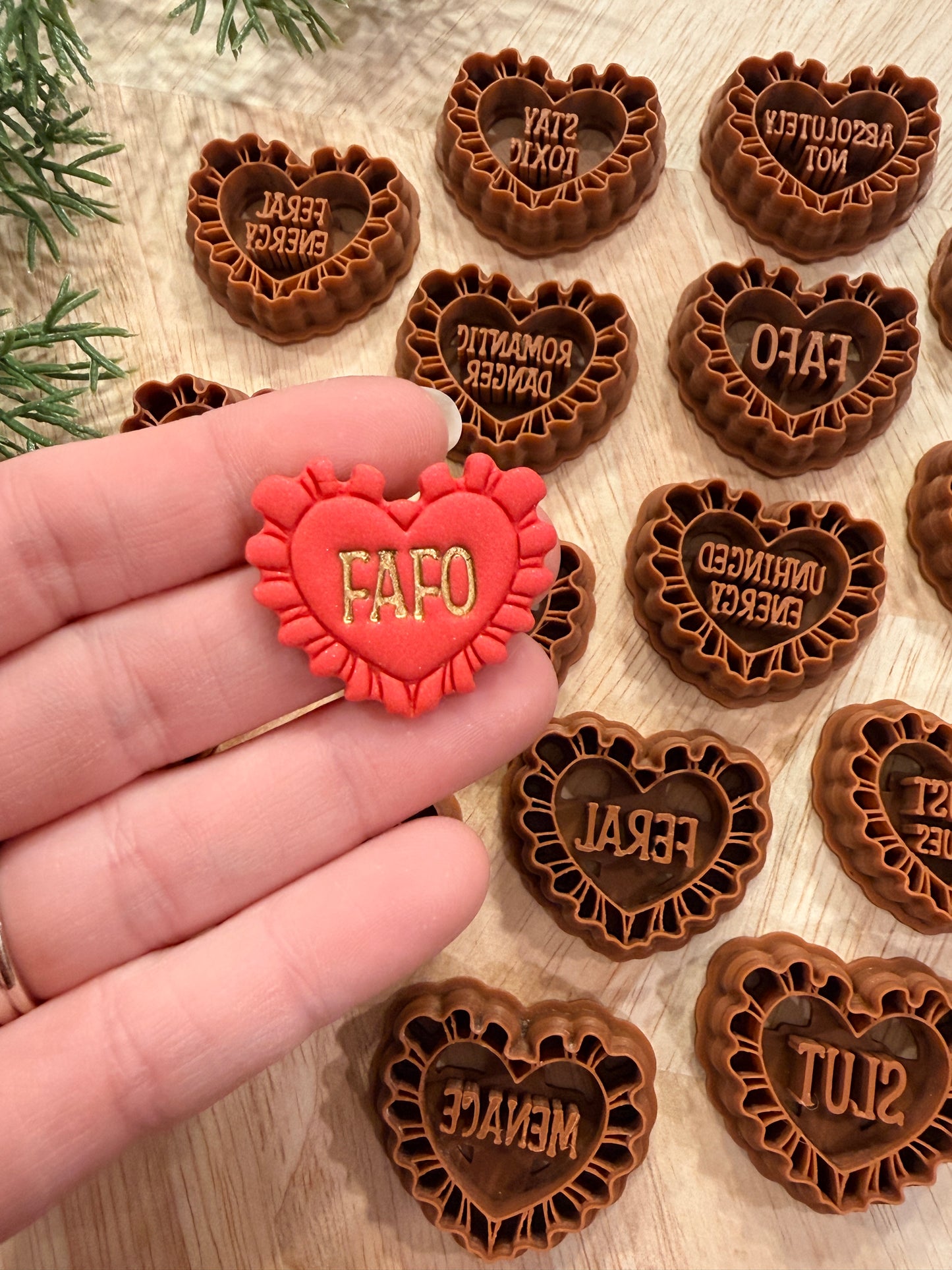ANTI-VALENTINE & INAPPROPRIATE RUFFLED HEARTS CLAY CUTTER | VALENTINES HOLIDAY | POLYMER CLAY CUTTER