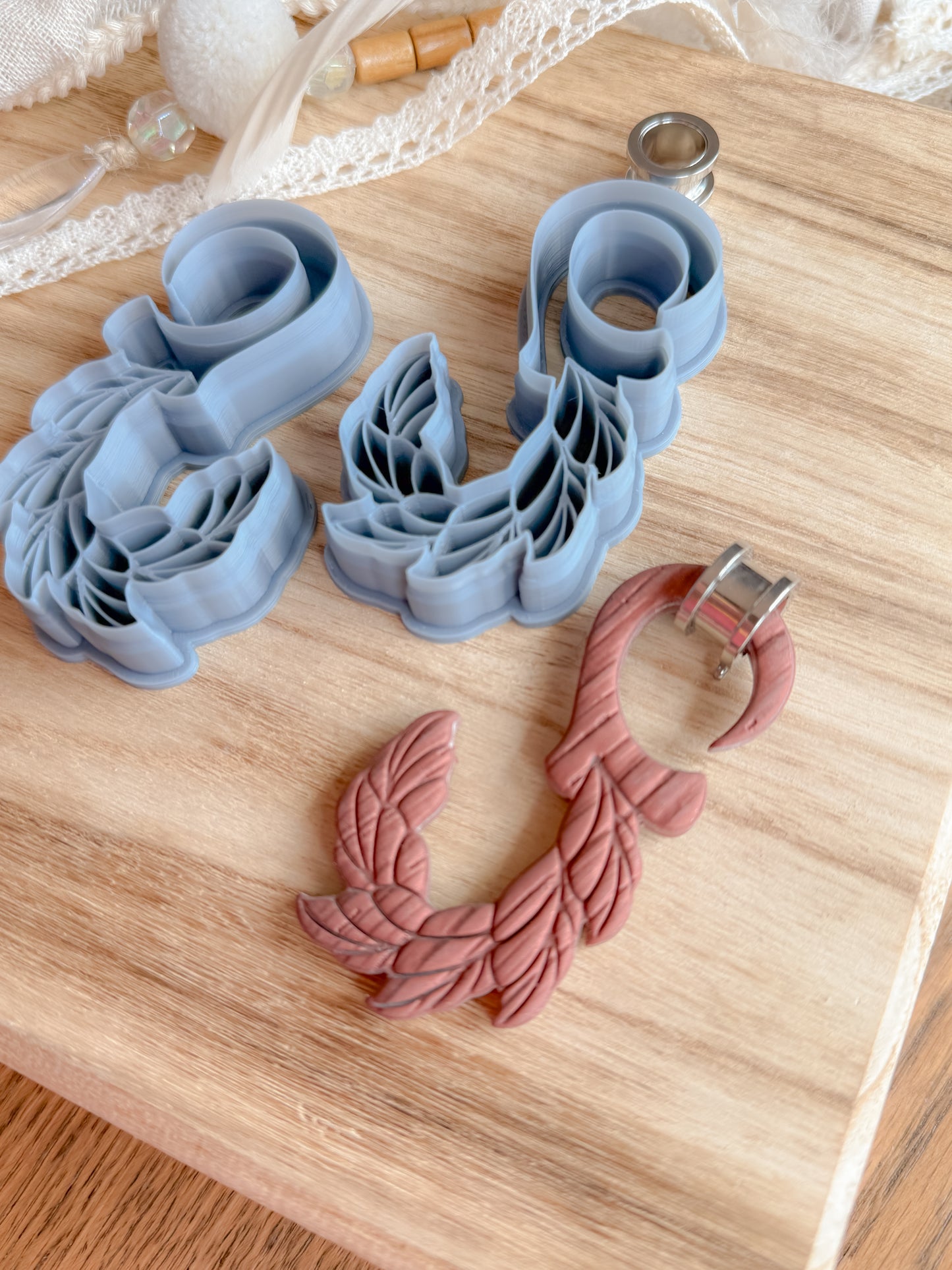 TRIBAL LEAF HOOK | GAUGED HANGER | CLAY CUTTER SET