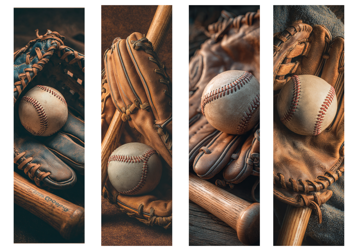 BOOK058 BASEBALL | Bookmark Set of 4 | BOOKMARK TRANSFER PAPER