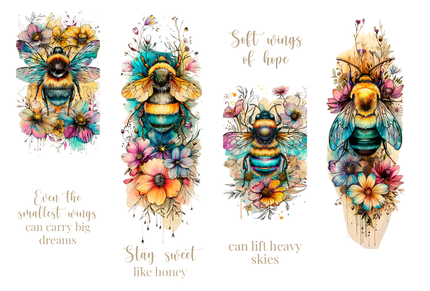 BOOK082 BEE KIND | Bookmark Set of 4 | BOOKMARK TRANSFER PAPER