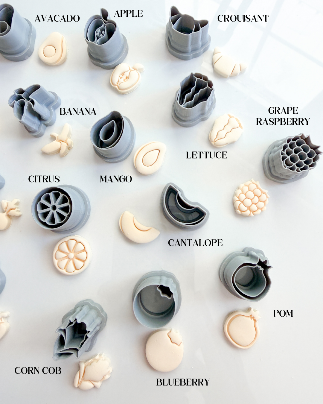 FRUIT & VEGGIES CHARM CUTTERS | CLAY CUTTERS | POLYMER CLAY CUTTERS