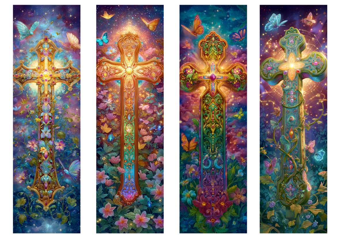 BOOK065 CROSS | Bookmark Set of 4 | BOOKMARK TRANSFER PAPER