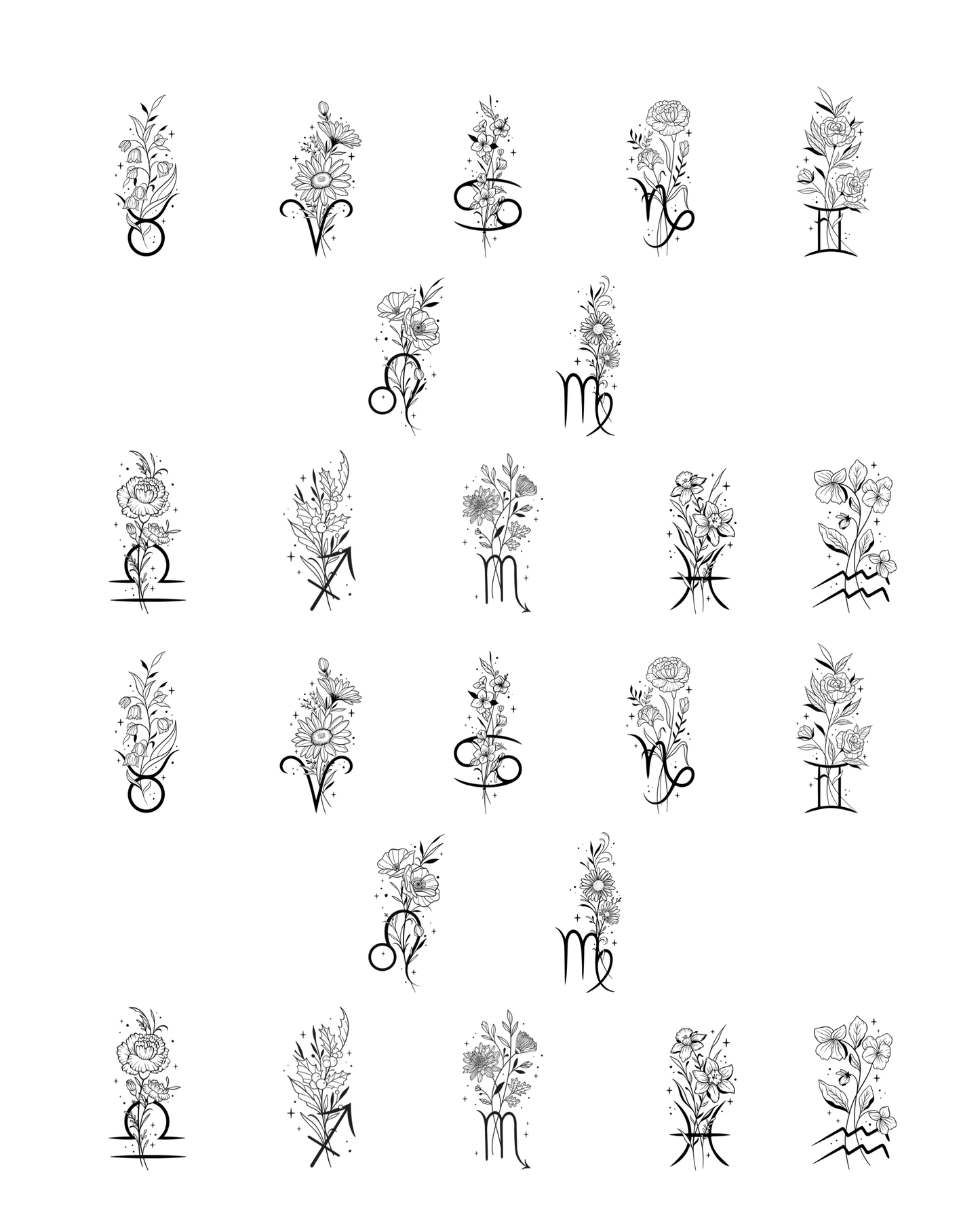 PCC 2169 ZODIAC FLOWERS Transfer Paper | THE CHARM BAR