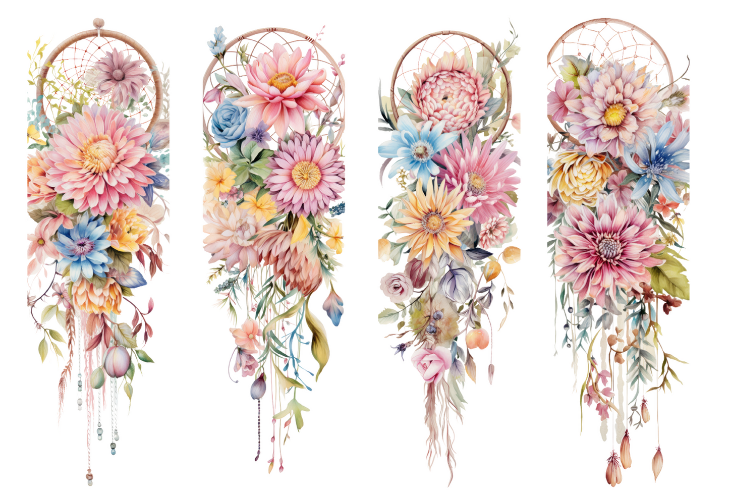 BOOK059 DREAM CATCHERS | Bookmark Set of 4 | BOOKMARK TRANSFER PAPER