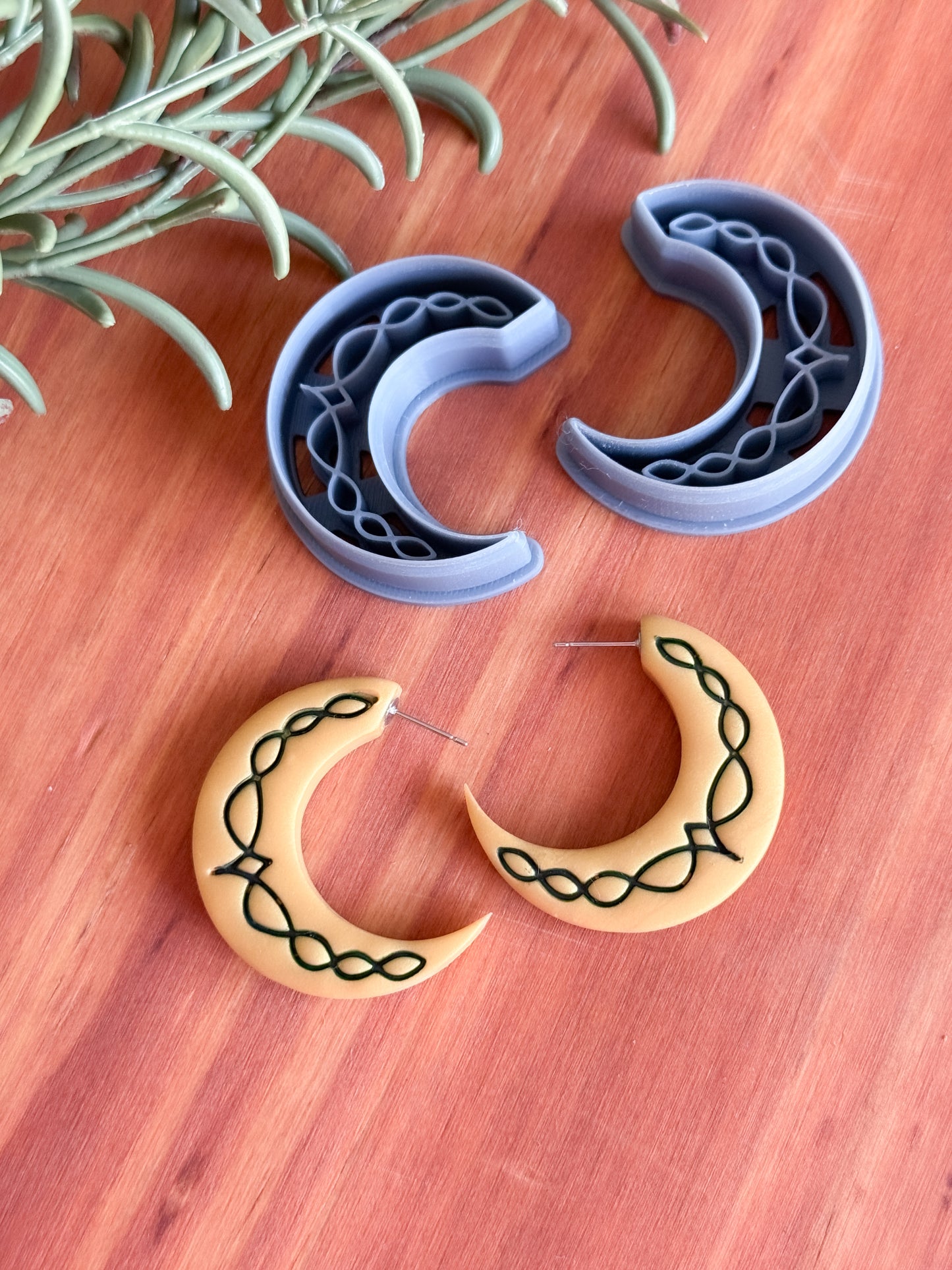 CELTIC MOON HOOP SET | IRISH ST PATRICKS DAY | CLAY CUTTERS
