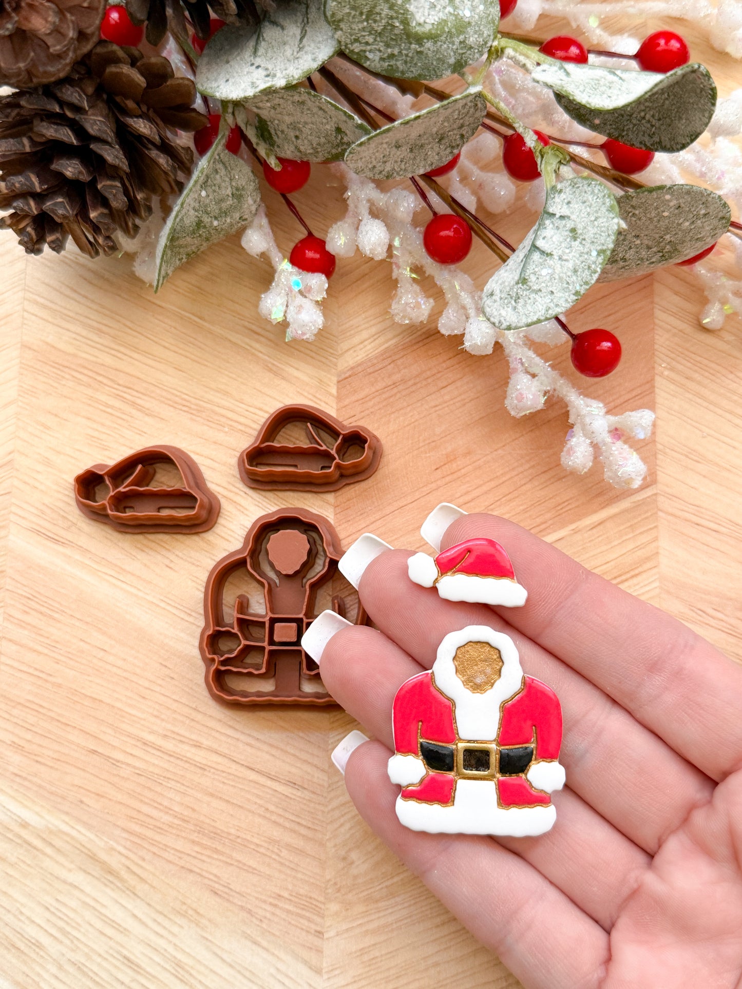 SANTA CLAUS JACKET & HAT DANGLE | CHRISTMAS HOLIDAY | CLAY CUTTER