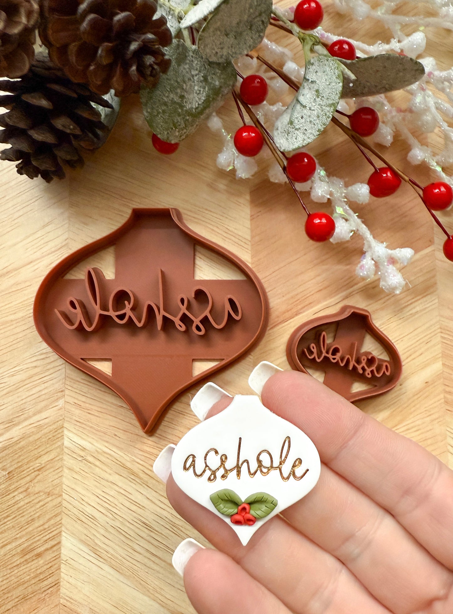ASSHOLE ORNAMENT & EARRING | INAPPROPRIATE CUSS WORD | CLAY CUTTER