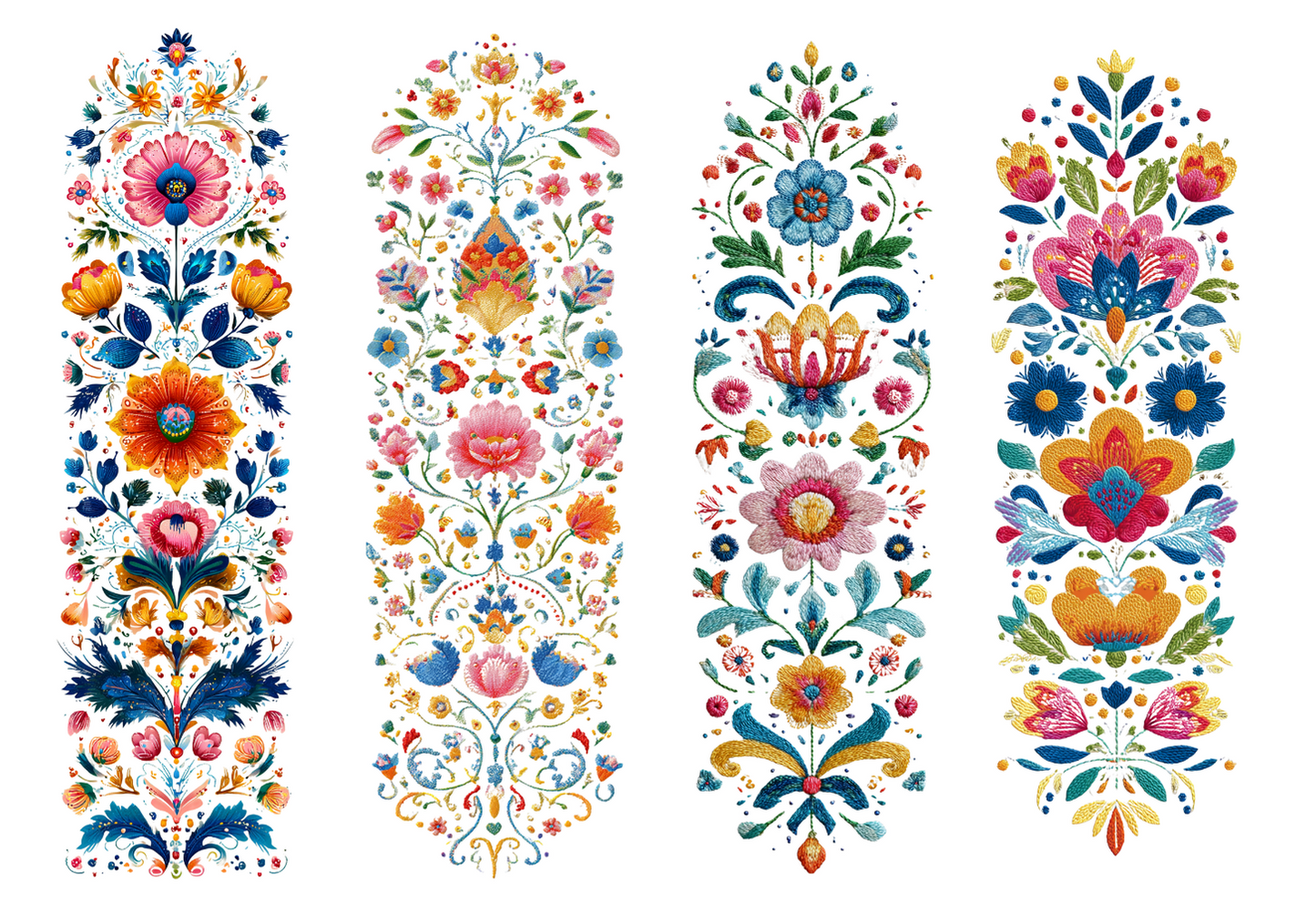 BOOK063 FOLK ART | Bookmark Set of 4 | BOOKMARK TRANSFER PAPER