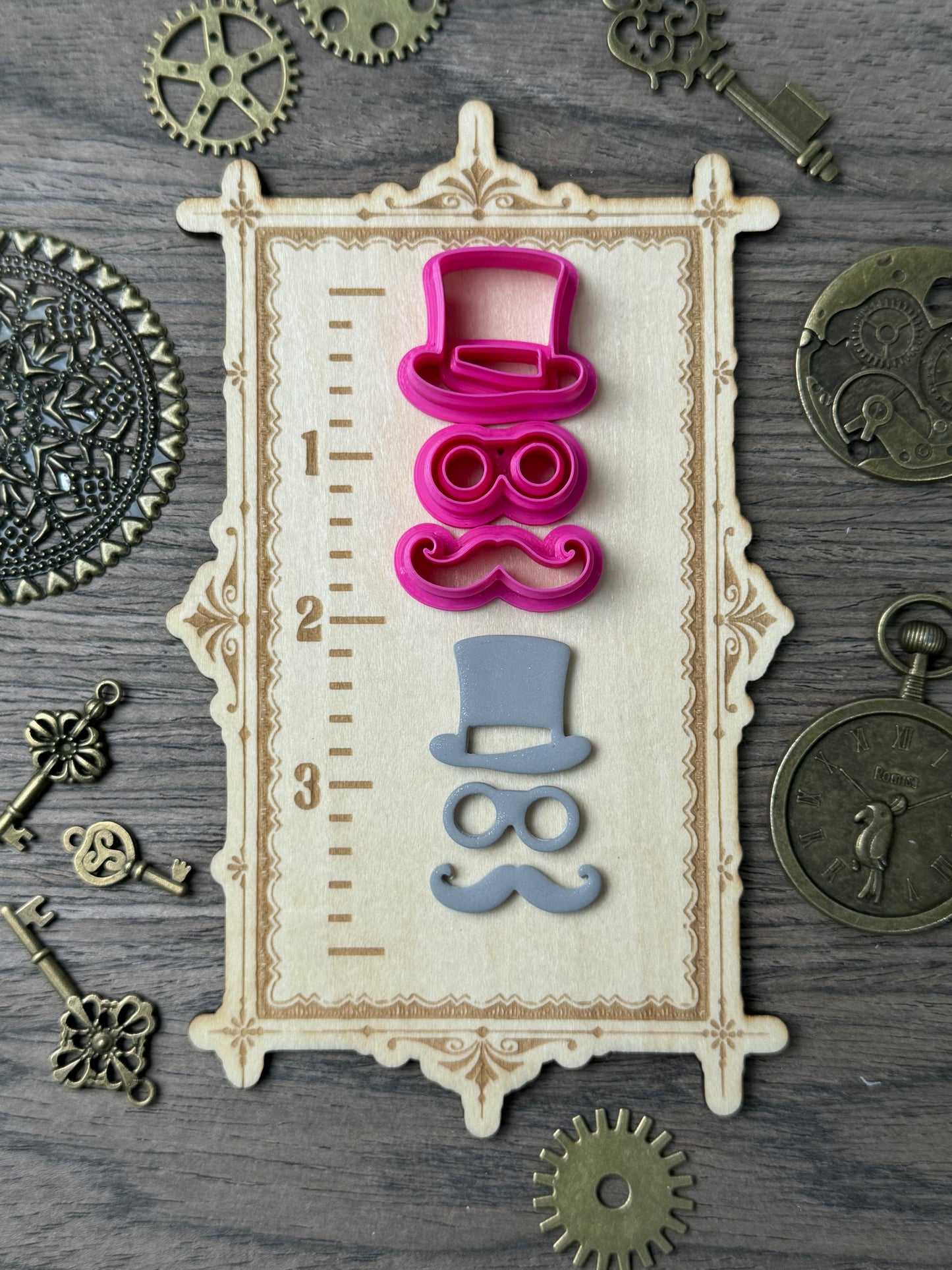 Steampunk Top Hat, Goggles and Moustache Clay Cutter Set