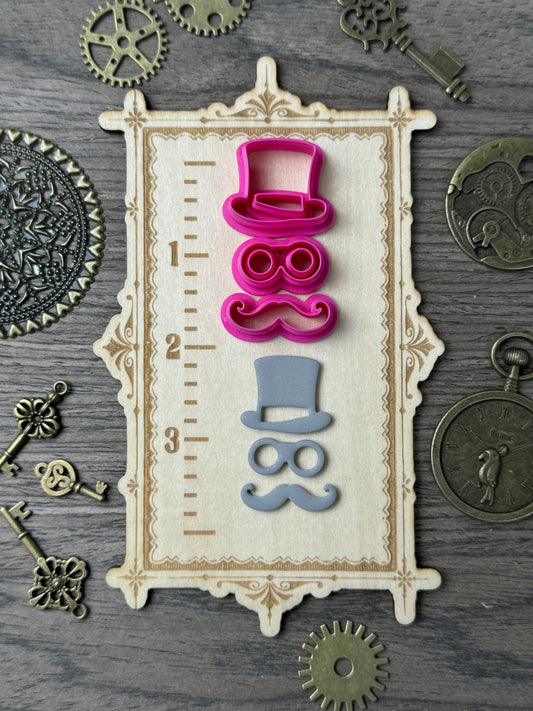 Steampunk Top Hat, Goggles and Moustache Clay Cutter Set