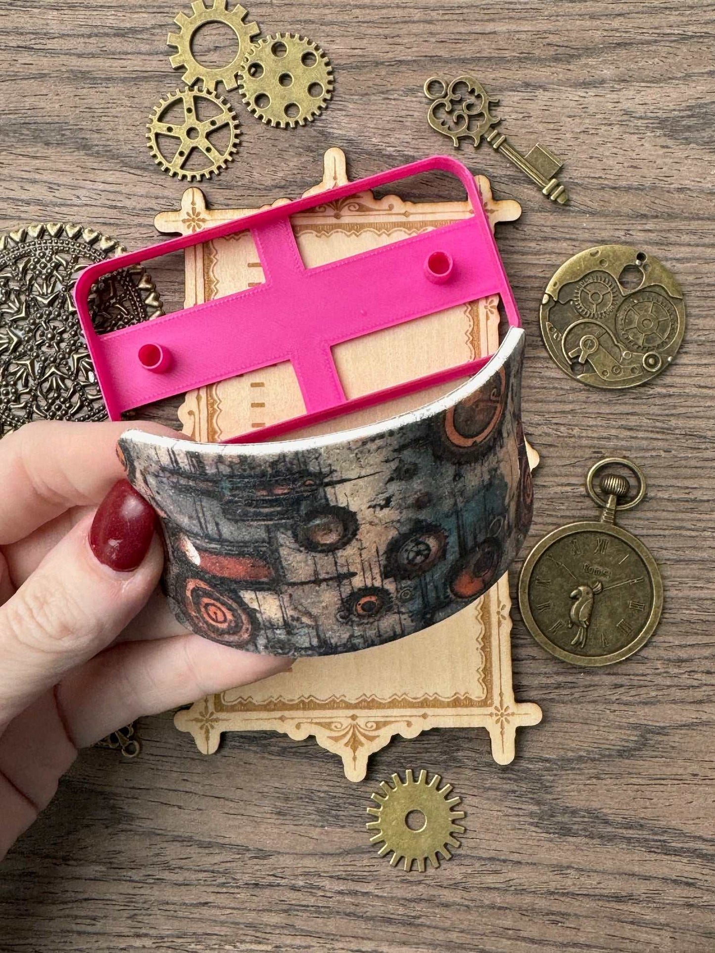 Steampunk Rectangle | Hair Barrette | Hair Pin Clay Cutter Set