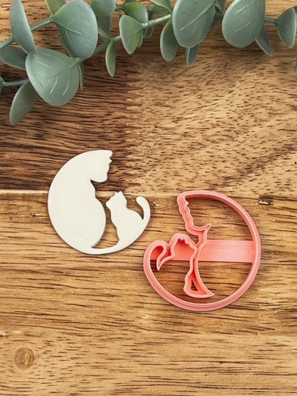 Double Cat Full Moon Clay Cutter