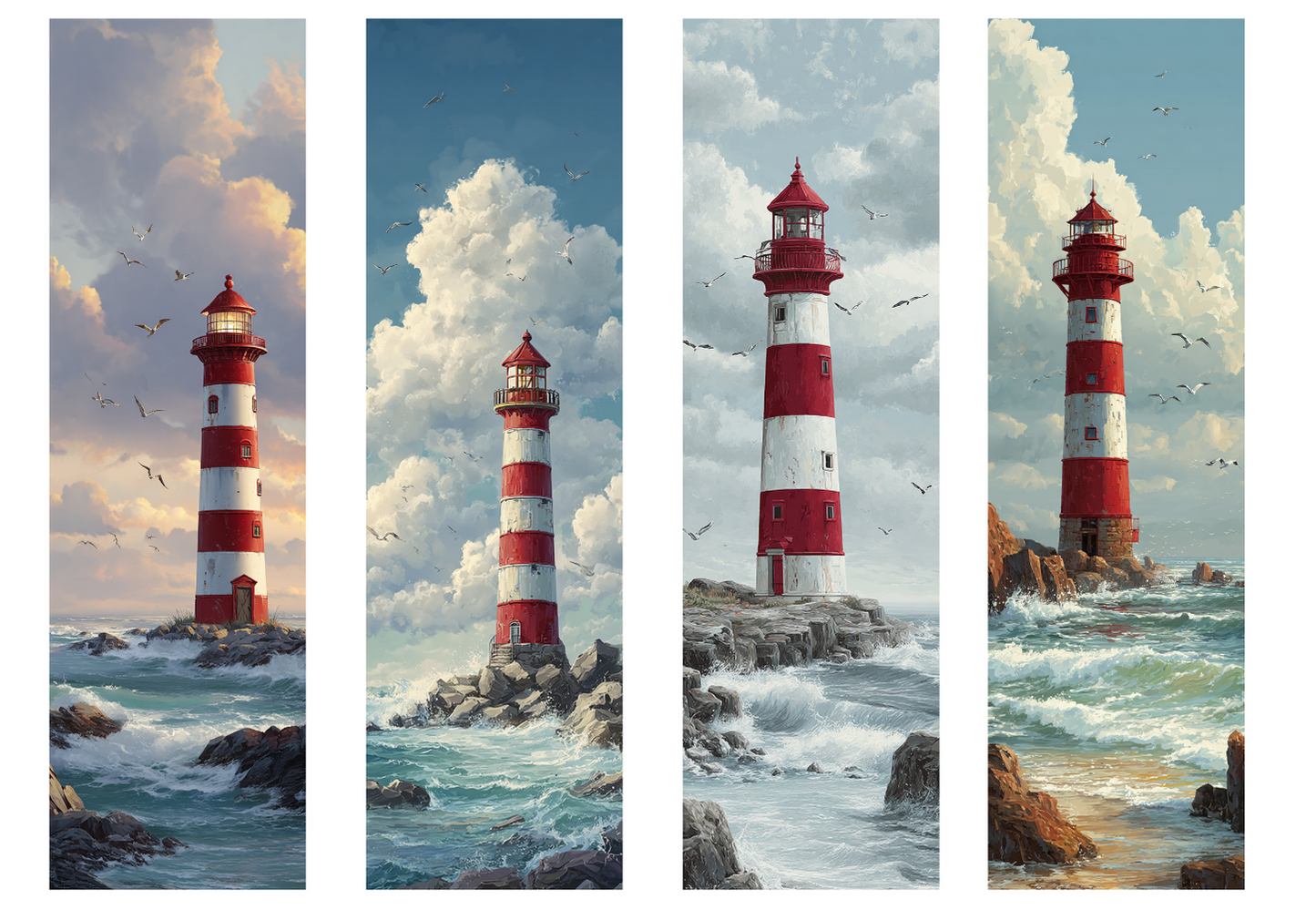 BOOK056 LIGHTHOUSE | Bookmark Set of 4 | BOOKMARK TRANSFER PAPER