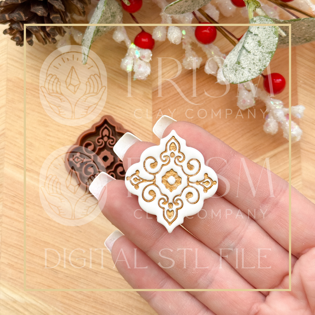 Filagree Ornament Diamond STL File | Digital Instant Download | 3D Printing STL File | Polymer Clay Tool | Polymer Clay Cutter STL File