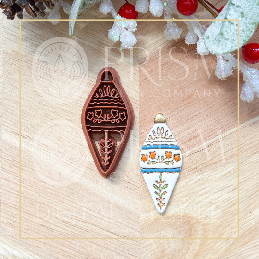 Folky Long Ornament Earring STL File | Digital Instant Download | 3D Printing STL File | Polymer Clay Tool | Polymer Clay Cutter STL File
