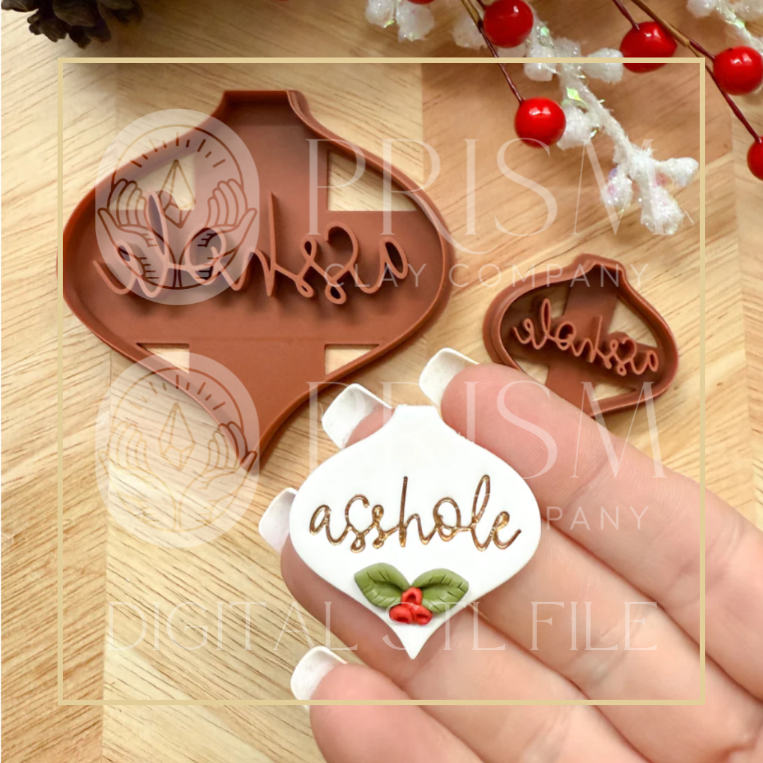 ASSHOLE Ornament & Earring STL File | Digital Instant Download | 3D Printing STL File | Polymer Clay Tool | Polymer Clay Cutter STL File
