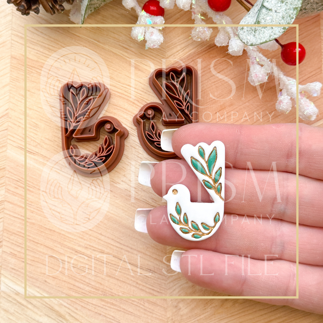 Holly Bird STL File | Digital Instant Download | 3D Printing STL File | Polymer Clay Tool | Polymer Clay Cutter STL File