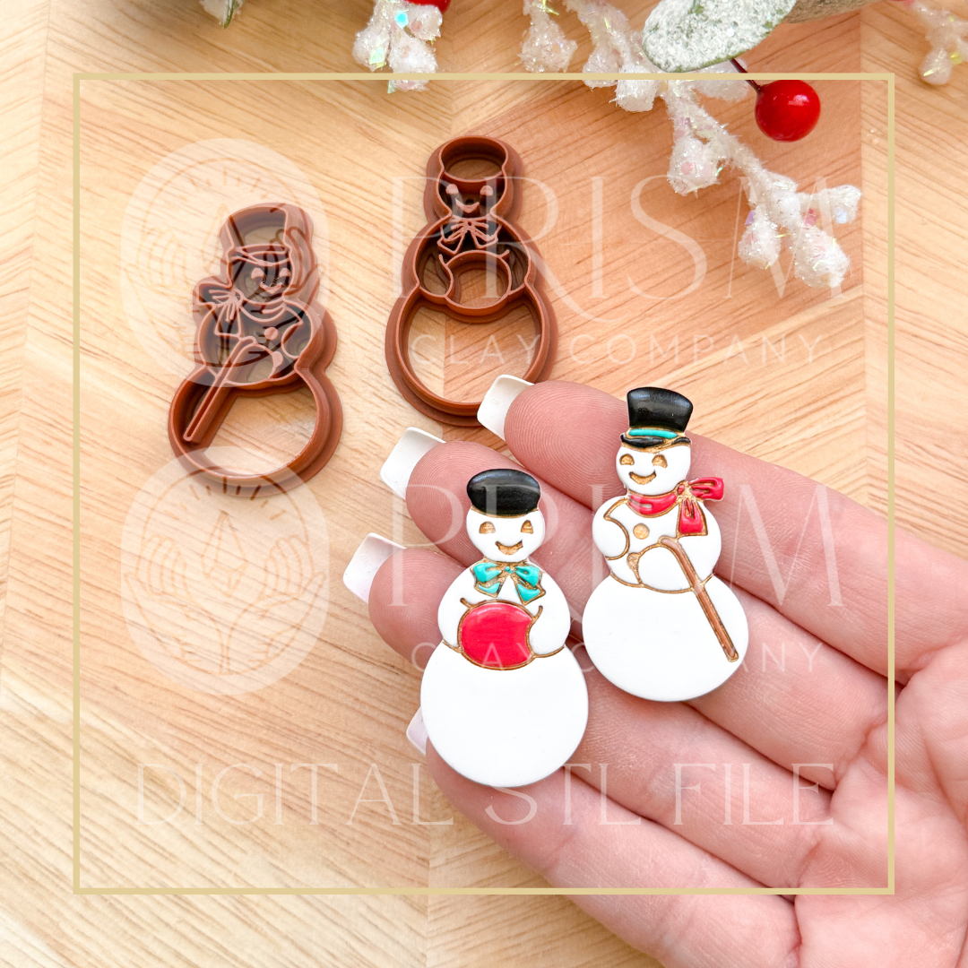 Vintage Mr & Mrs Frosty Snowman STL File | Digital Instant Download | 3D Printing STL File | Polymer Clay Tool | Polymer Clay Cutter STL File
