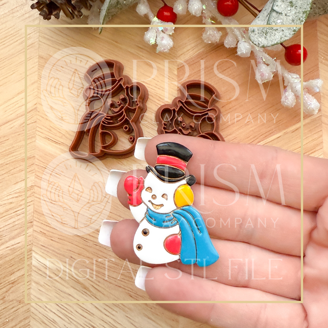 Vintage Snowman Waving STL File | Digital Instant Download | 3D Printing STL File | Polymer Clay Tool | Polymer Clay Cutter STL File