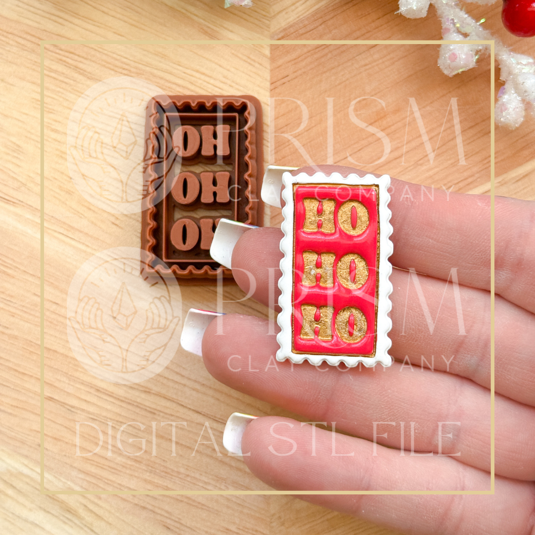 HO HO HO Stamp STL File | Digital Instant Download | 3D Printing STL File | Polymer Clay Tool | Polymer Clay Cutter STL File