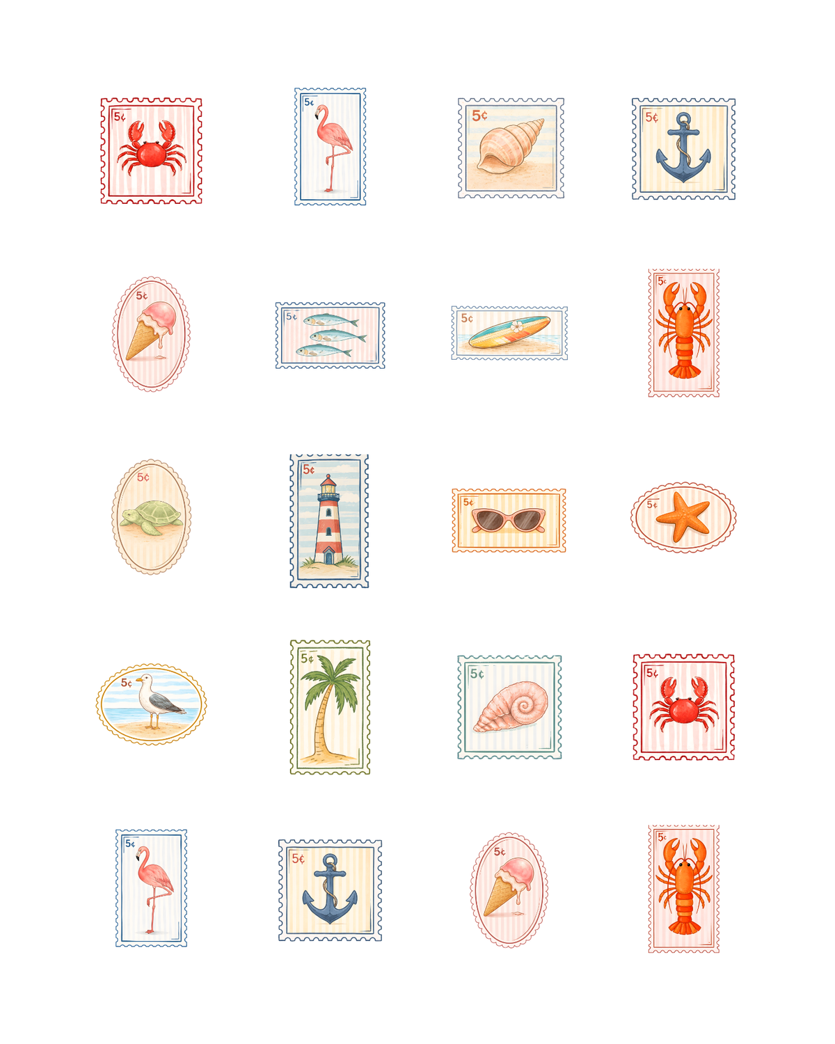 PCC 2262 NAUTICAL SUMMER STAMPS Transfer Paper | THE CHARM BAR