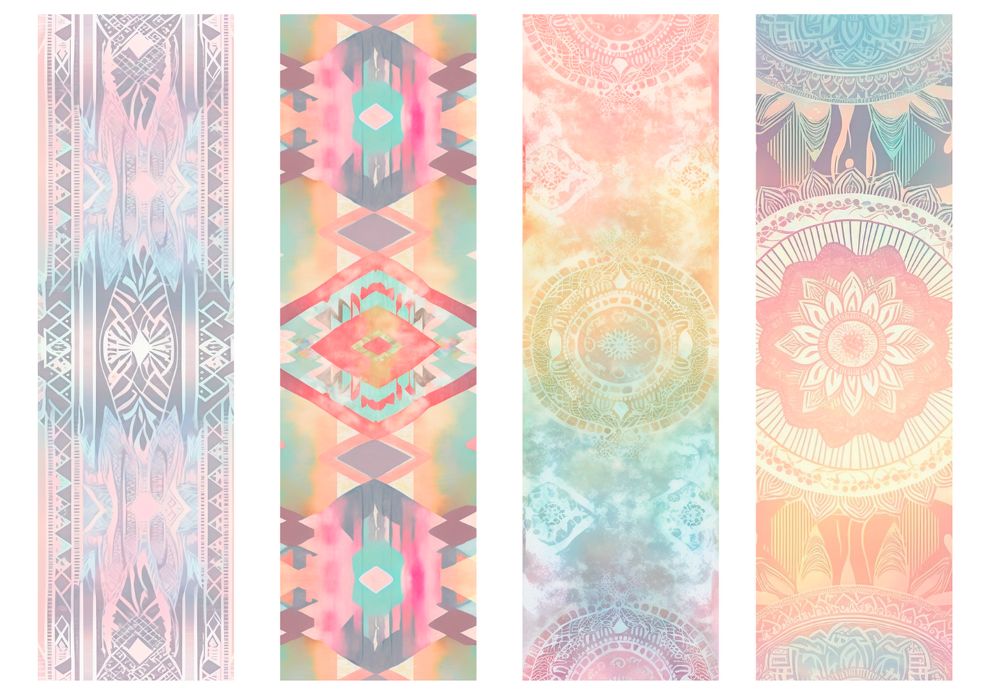 BOOK061 PASTEL MANDALAS | Bookmark Set of 4 | BOOKMARK TRANSFER PAPER
