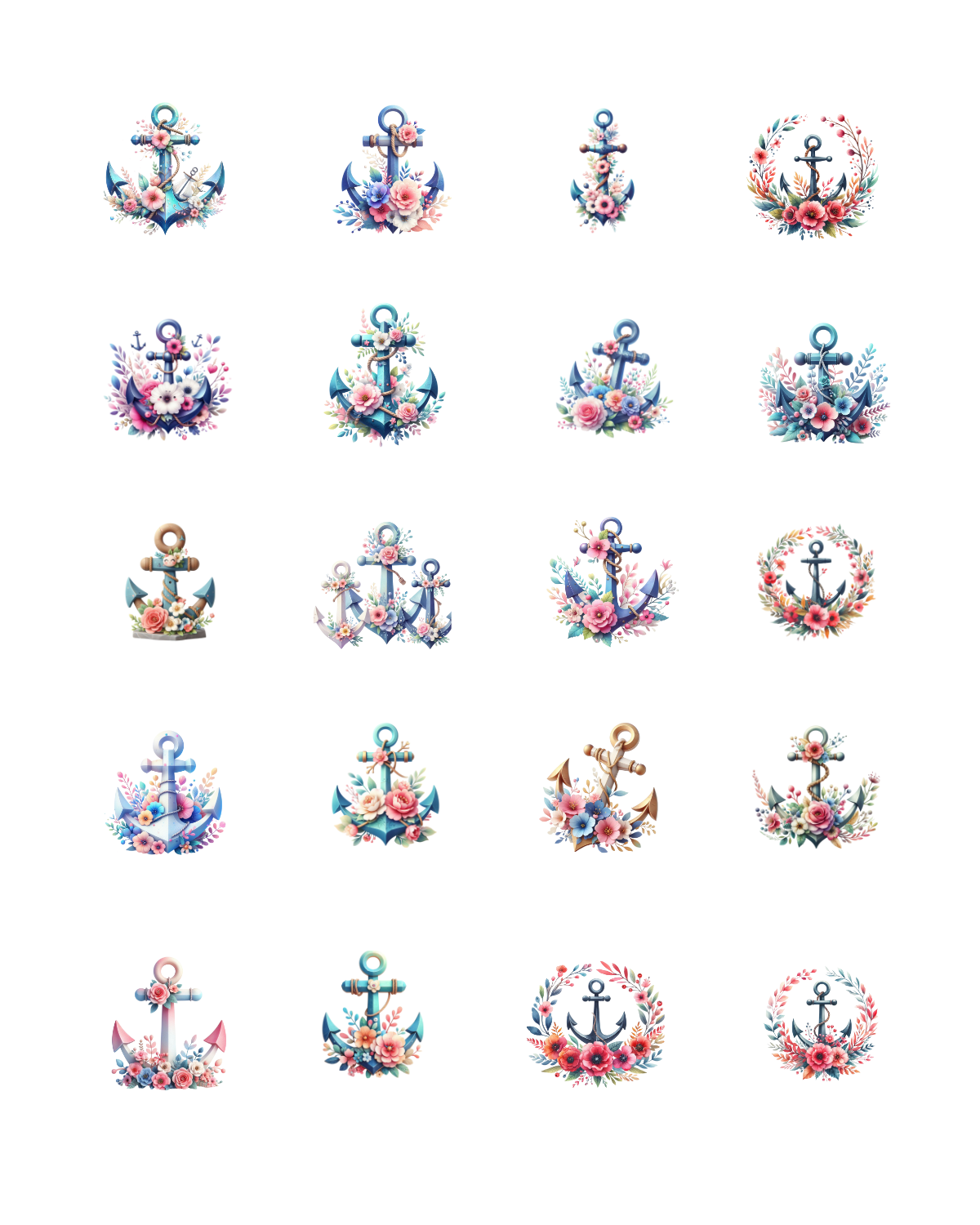 PCC 1097 NAUTICAL FLORAL ANCHORS Transfer Paper | THE CHARM BAR