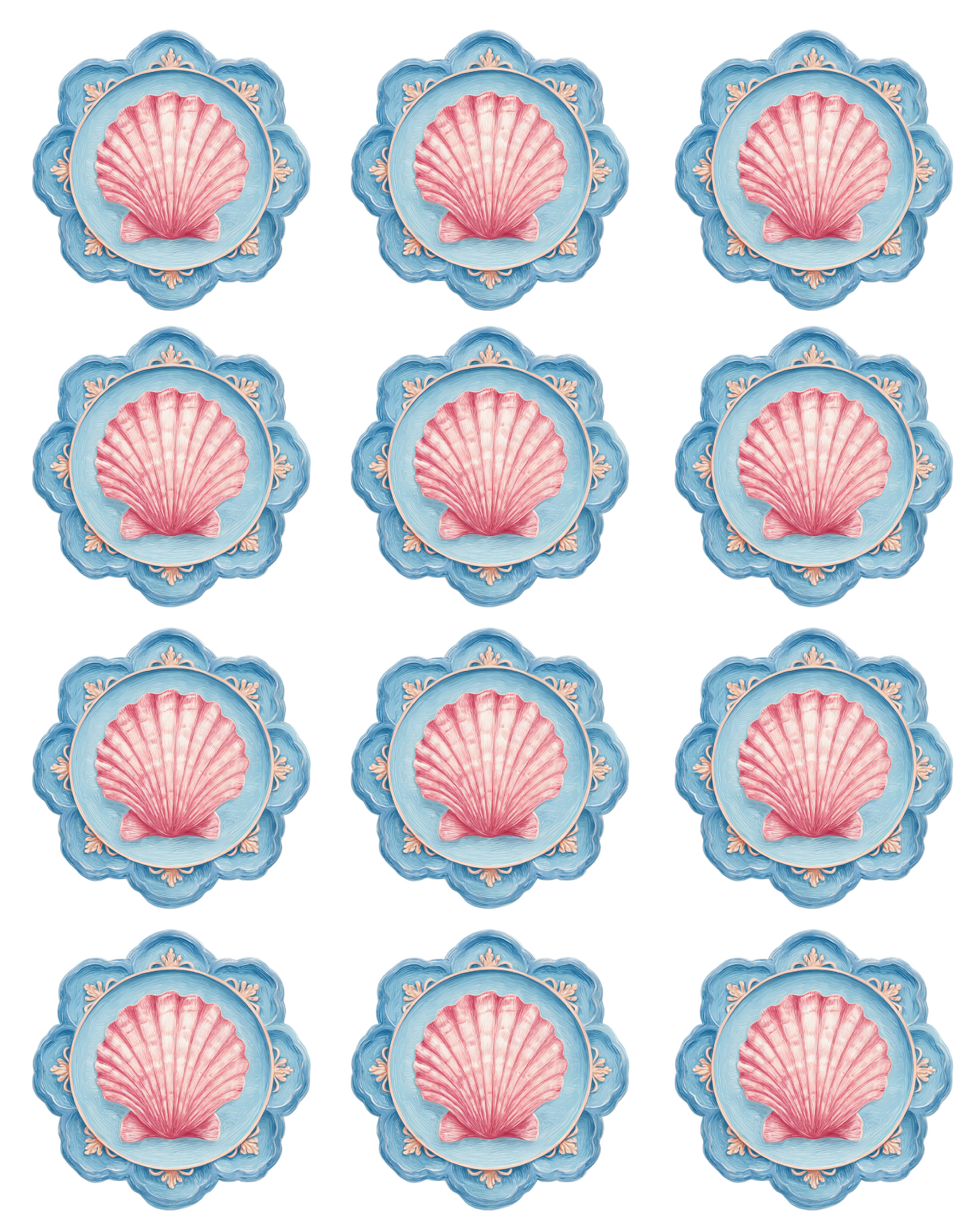BLUE SCALLOP SHELL TRANSFER PAPER & CUTTER | PCC SET 012 | TRANSFER PAPER | CLAY CUTTER