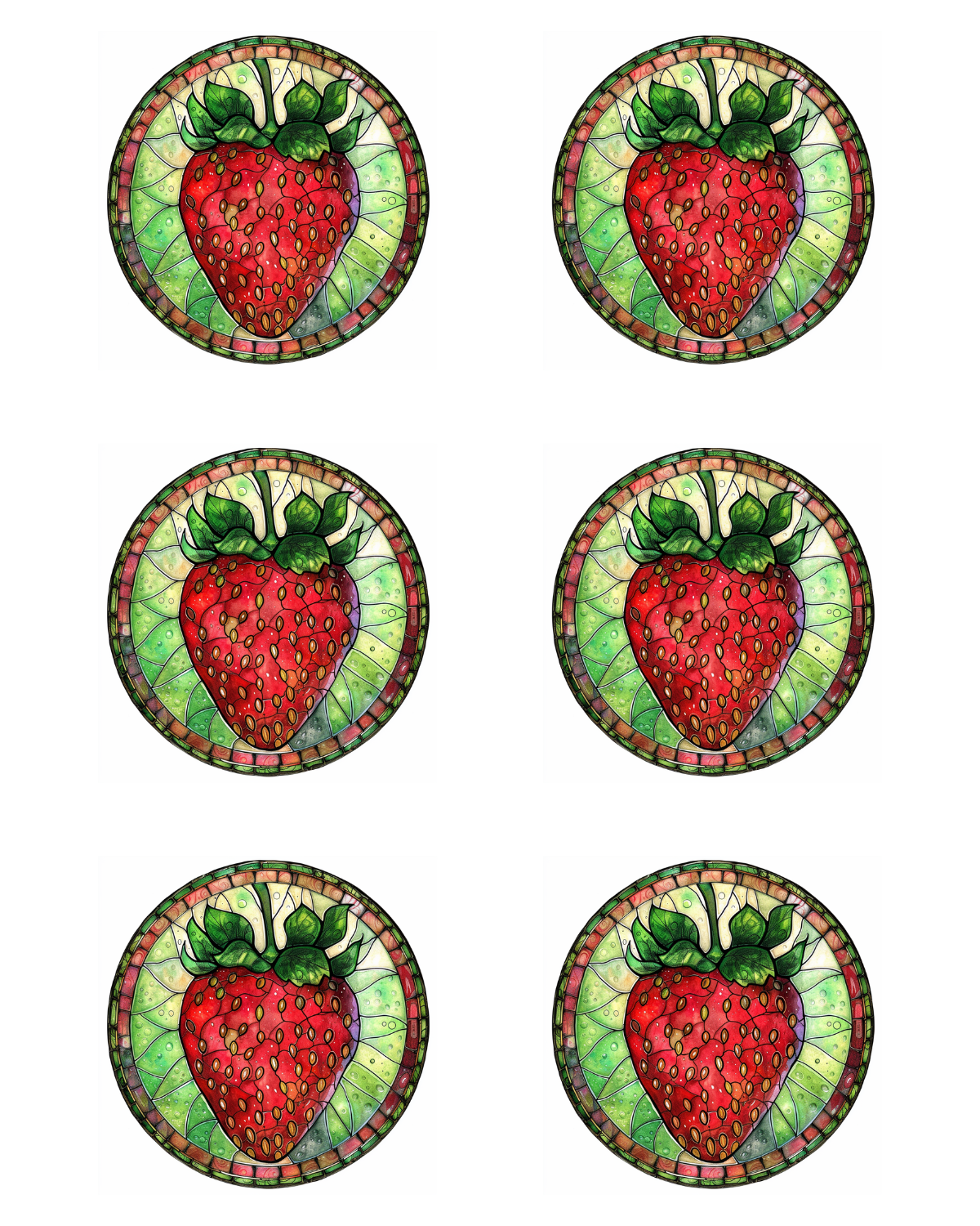 STRAWBERRY ROUND STAINED GLASS TRANSFER PAPER & CUTTER | PCC SET 017 | TRANSFER PAPER | CLAY CUTTER