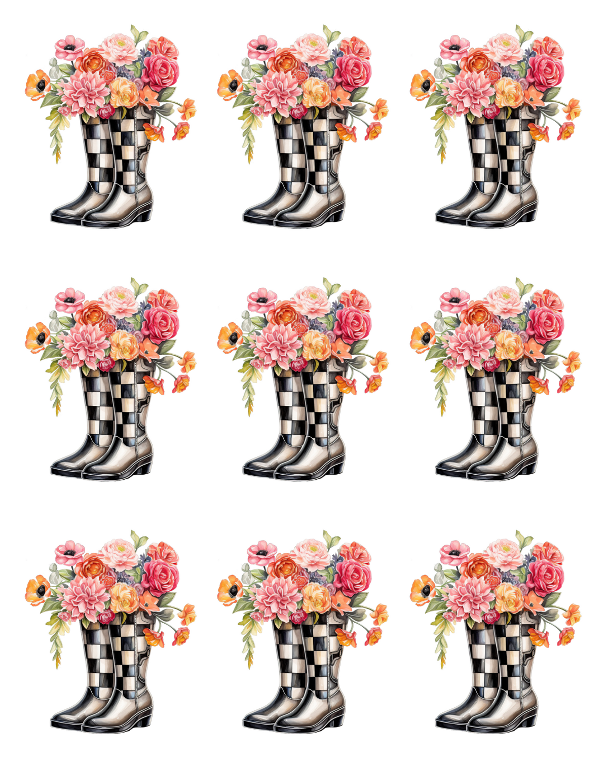 FLORAL RAINBOOT TRANSFER PAPER & CUTTER | PCC SET 008 | TRANSFER PAPER | CLAY CUTTER