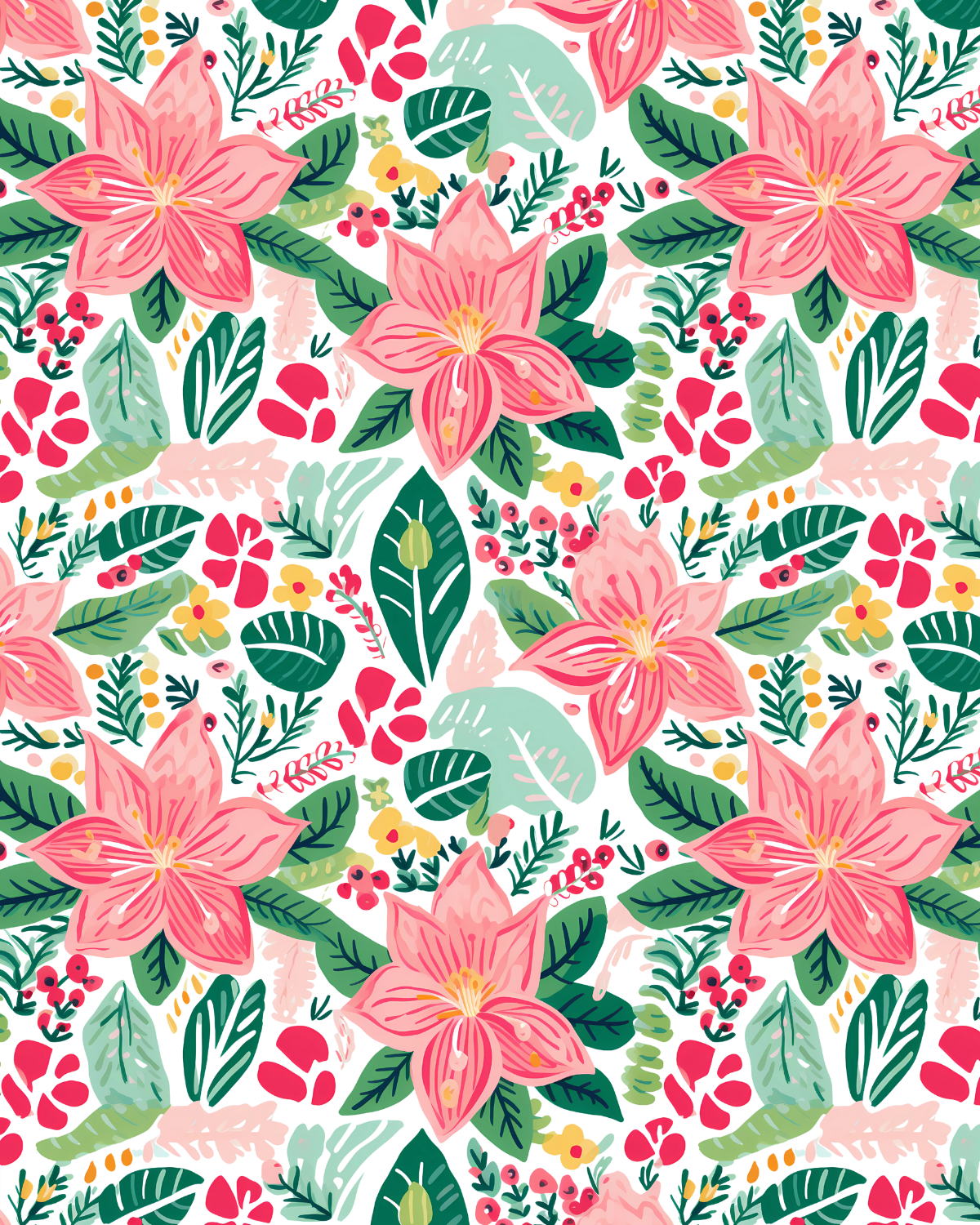 PCC 2061 PASTEL POINCETTAS Transfer Paper | CHRISTMAS | POLYMER CLAY