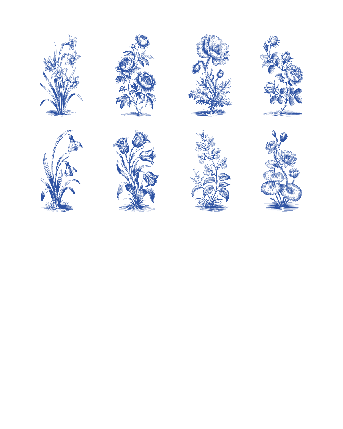 PCC 2086 BLUE PRINT BIRTH FLOWERS Transfer Paper | THE CHARM BAR