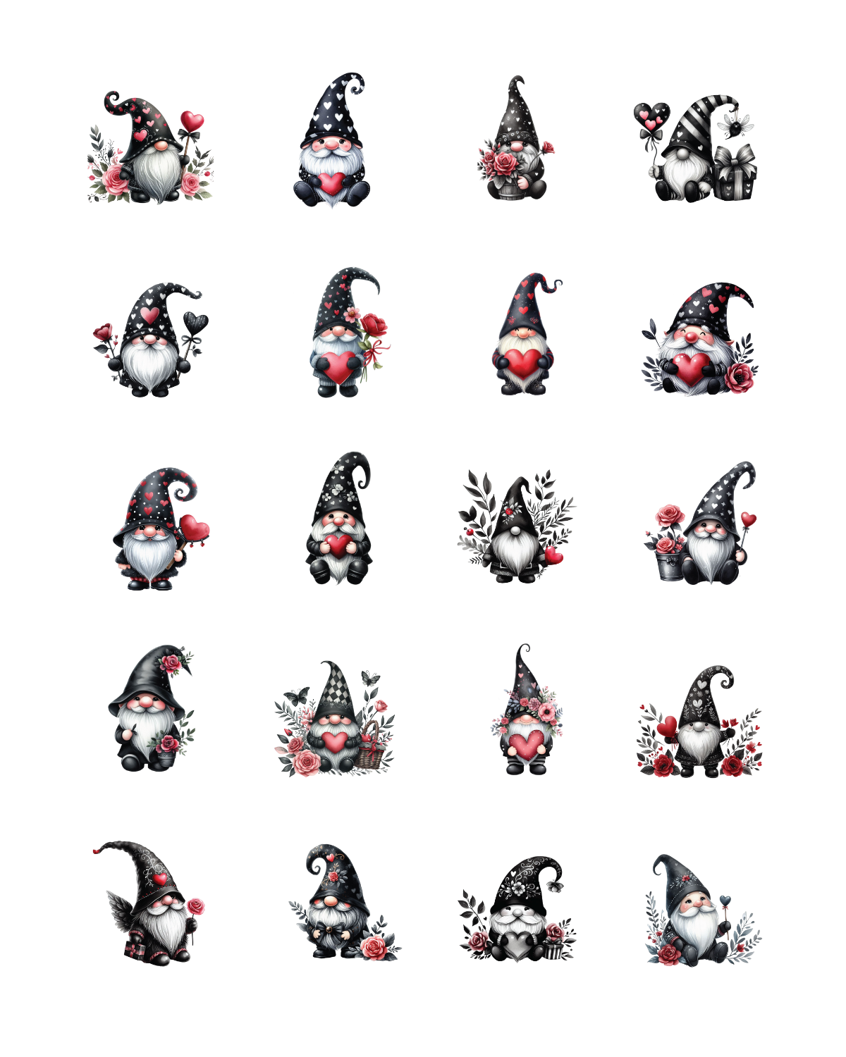 PCC 2114 BW VALENTINES GNOMES Transfer Paper | THE CHARM BAR