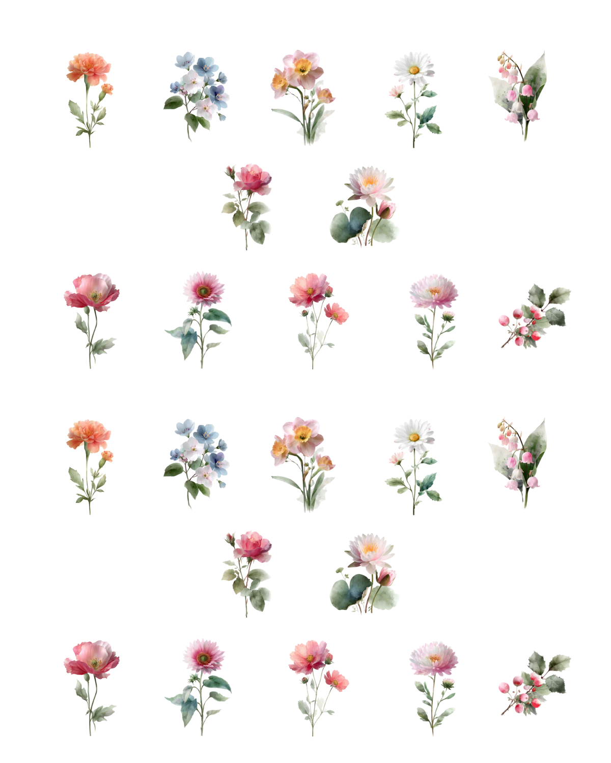 PCC 2176 SOFT PASTEL BIRTH FLOWERS Transfer Paper | THE CHARM BAR