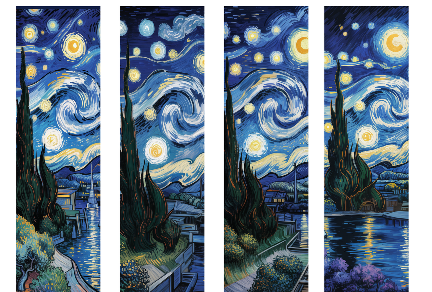 BOOK079 STARRY NIGHT VAN GOGH | Bookmark Set of 4 | BOOKMARK TRANSFER PAPER (Copy)