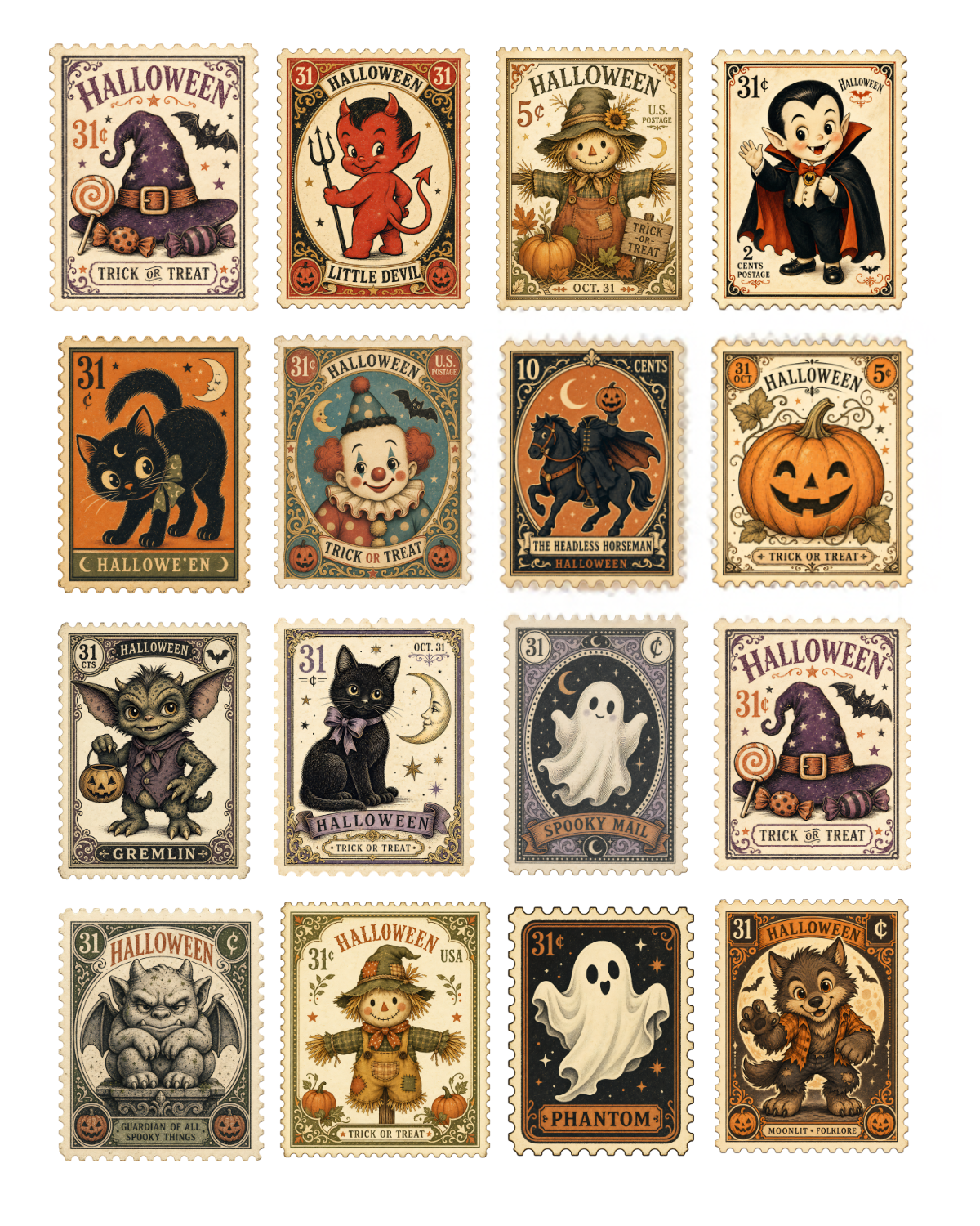 PCC 252 HALLOWEEN STAMPS TRANSFER PAPER CUTTER BUNDLE | TRANSFER PAPER FOR POLYMER CLAY
