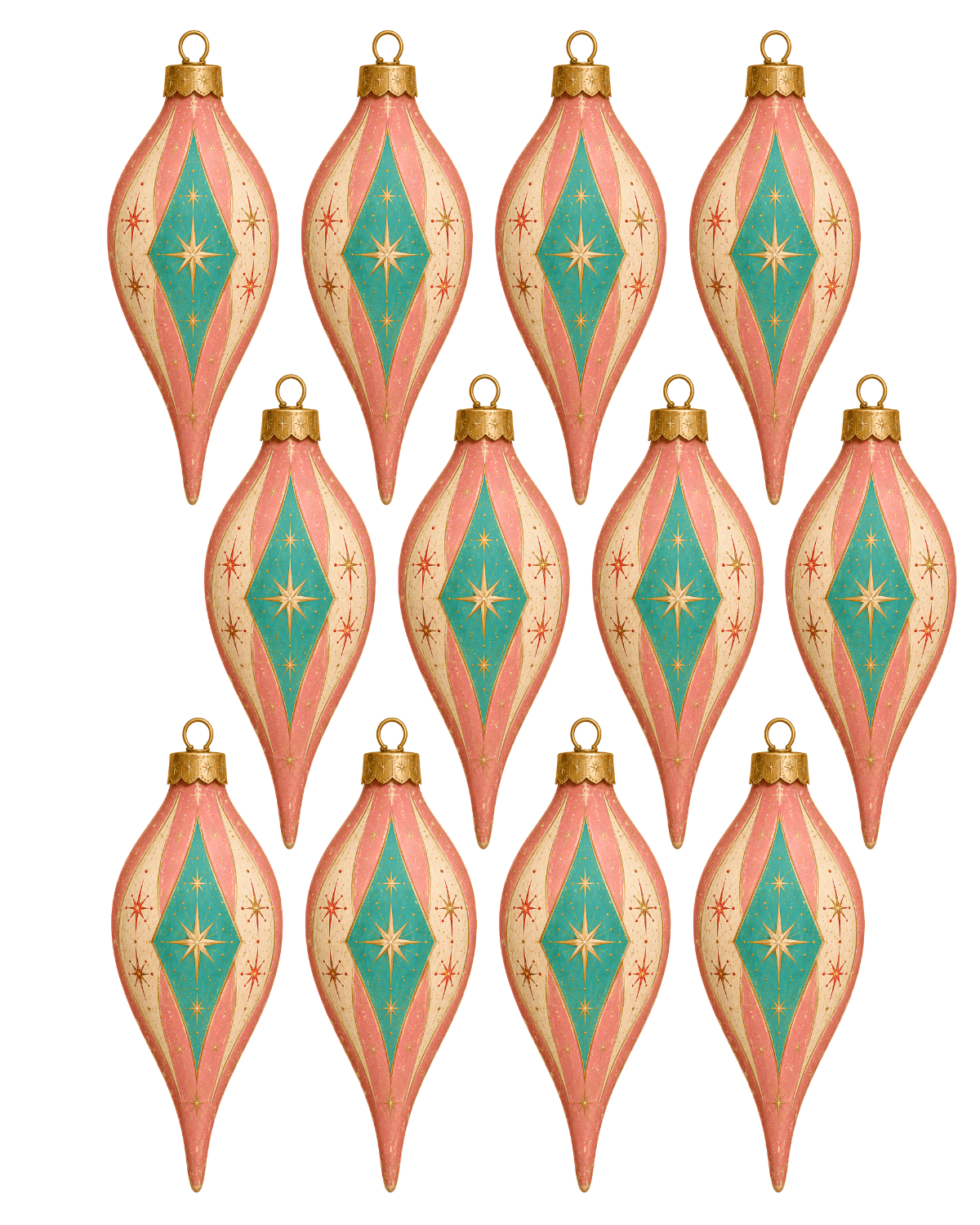 RETRO LONG ORNAMENT HOLIDAY EARRING TRANSFER PAPER CUTTER BUNDLE | TRANSFER PAPER FOR POLYMER CLAY