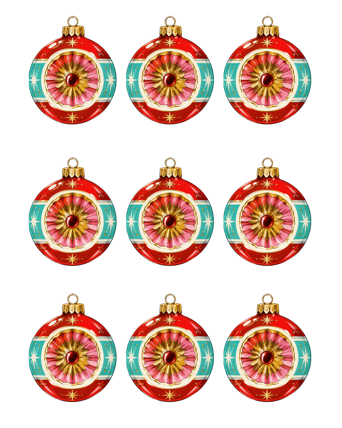 RETRO ROUND ORNAMENT HOLIDAY EARRING TRANSFER PAPER CUTTER BUNDLE | TRANSFER PAPER FOR POLYMER CLAY
