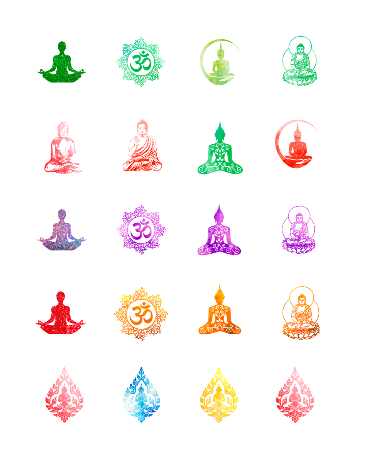 PCC 2234 MULTICOLORED BUDDHA Transfer Paper | THE CHARM BAR