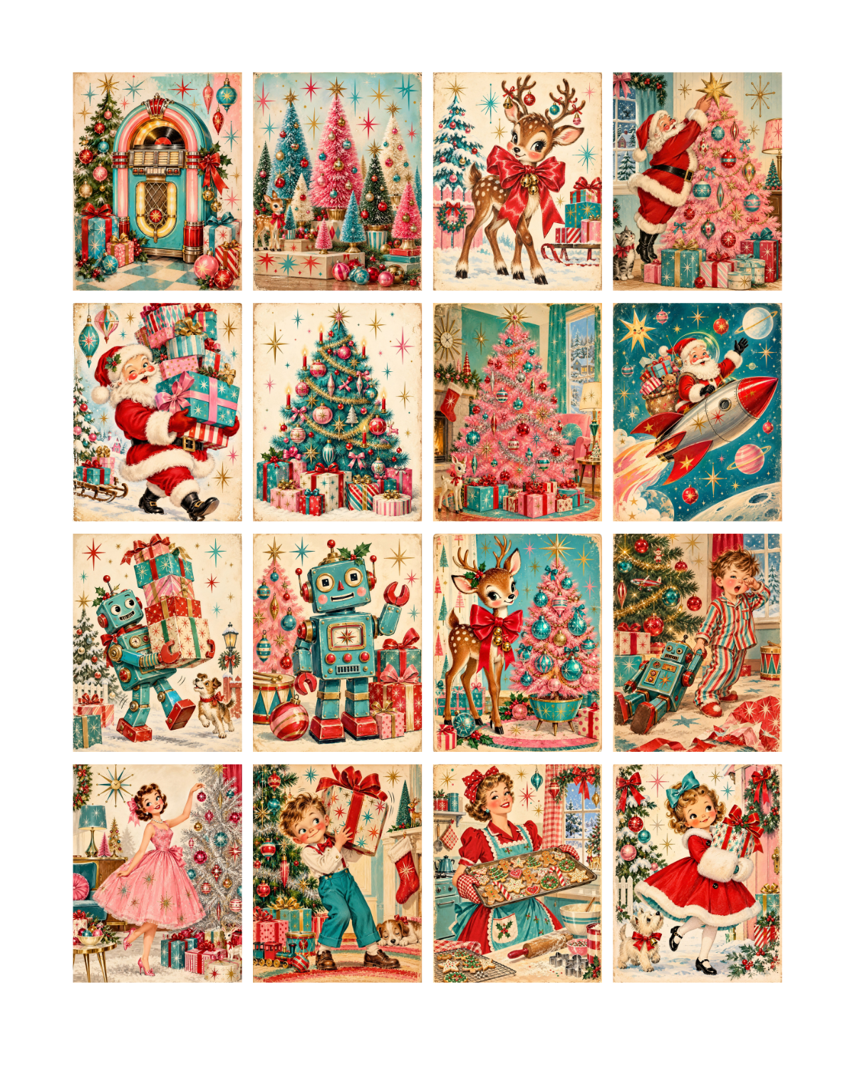 RETRO 50s HOLIDAY TILES TRANSFER PAPER CUTTER BUNDLE | TRANSFER PAPER FOR POLYMER CLAY